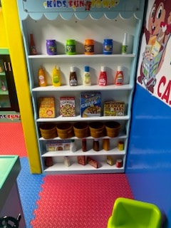 Pretend grocery shelf at Kids Fun Town